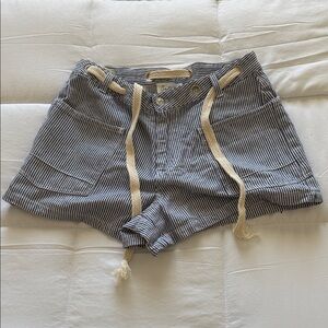 Navy Striped Women's Cargo Shorts